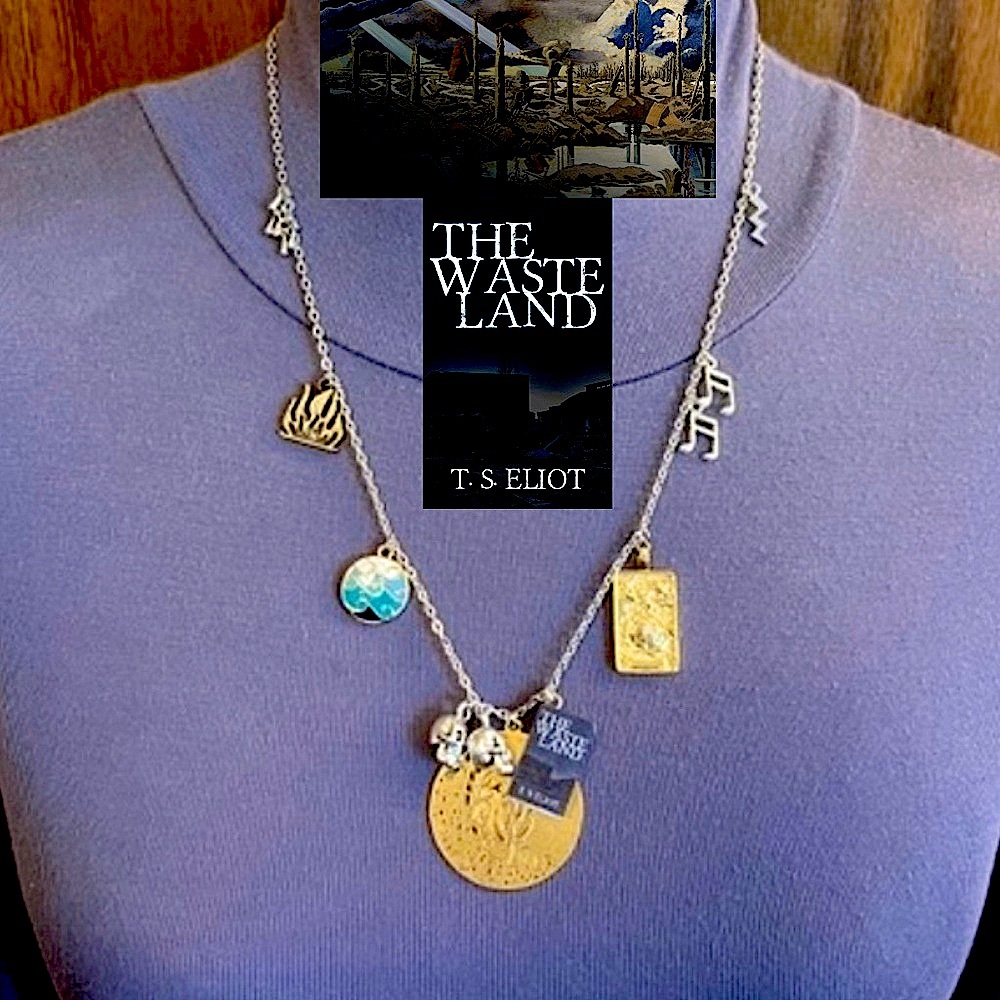 “The Waste Land" by T. S. Eliot Handmade Literature Necklace, Book Cover, Skulls
